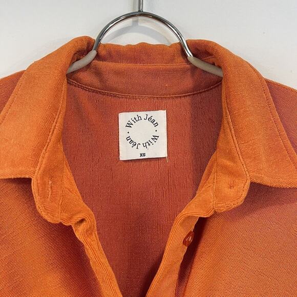 With Jean | Andy Dress Maple Ruched Front Slinky Shirt Dress Orange XS - Picture 6 of 14